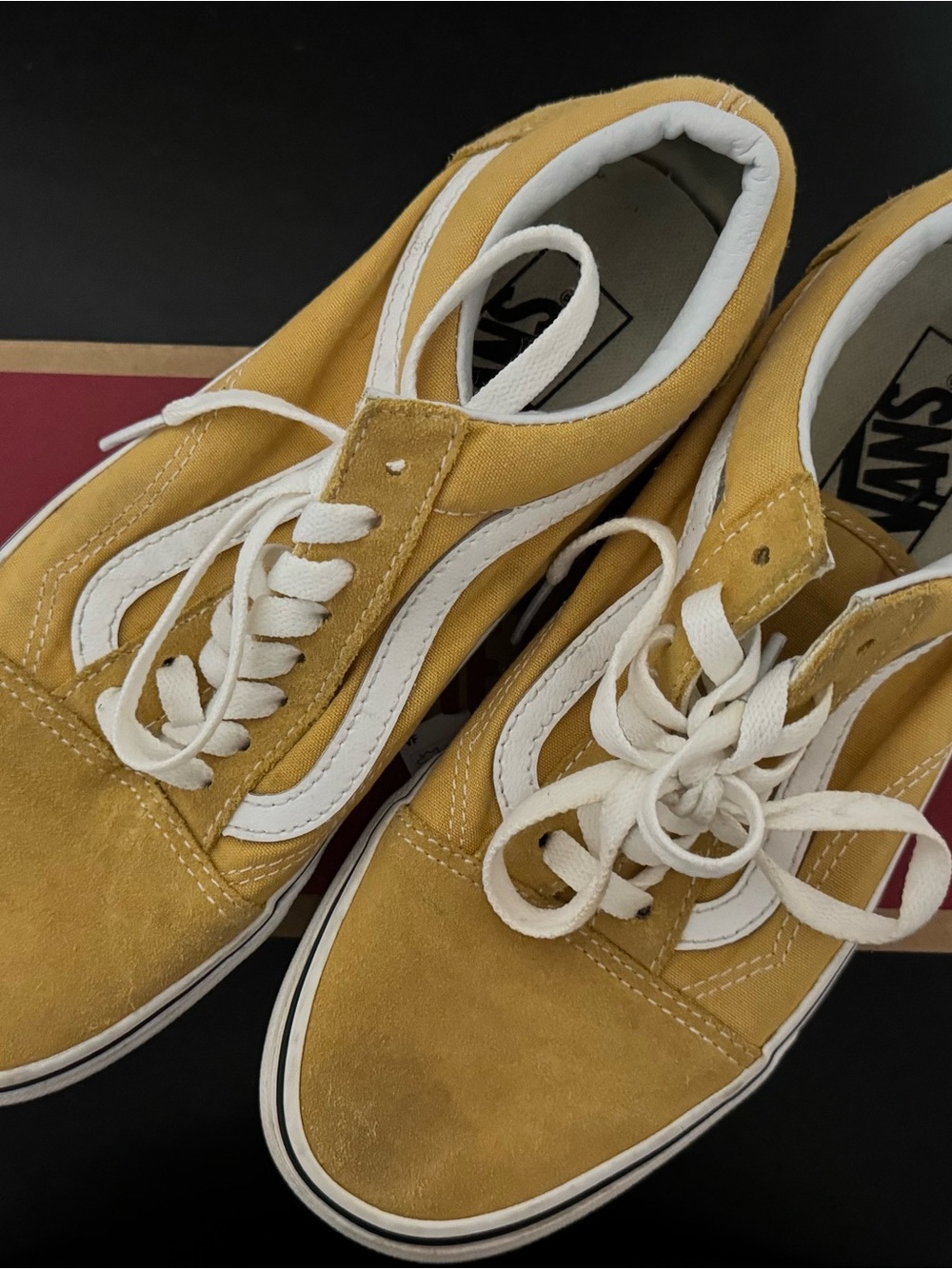 Vans Old Skool Suede Sneakers in Mustard Yellow & White